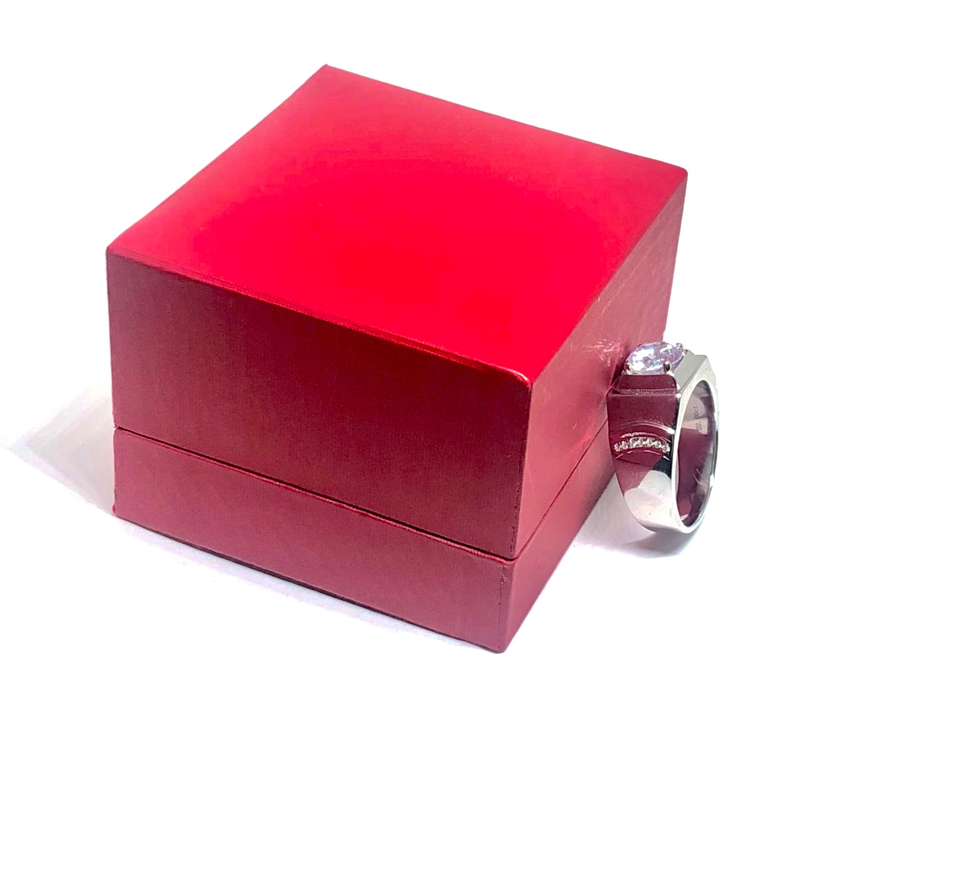 Platinum 2Ct Round Ct Cubic Zirconia Mens Ring