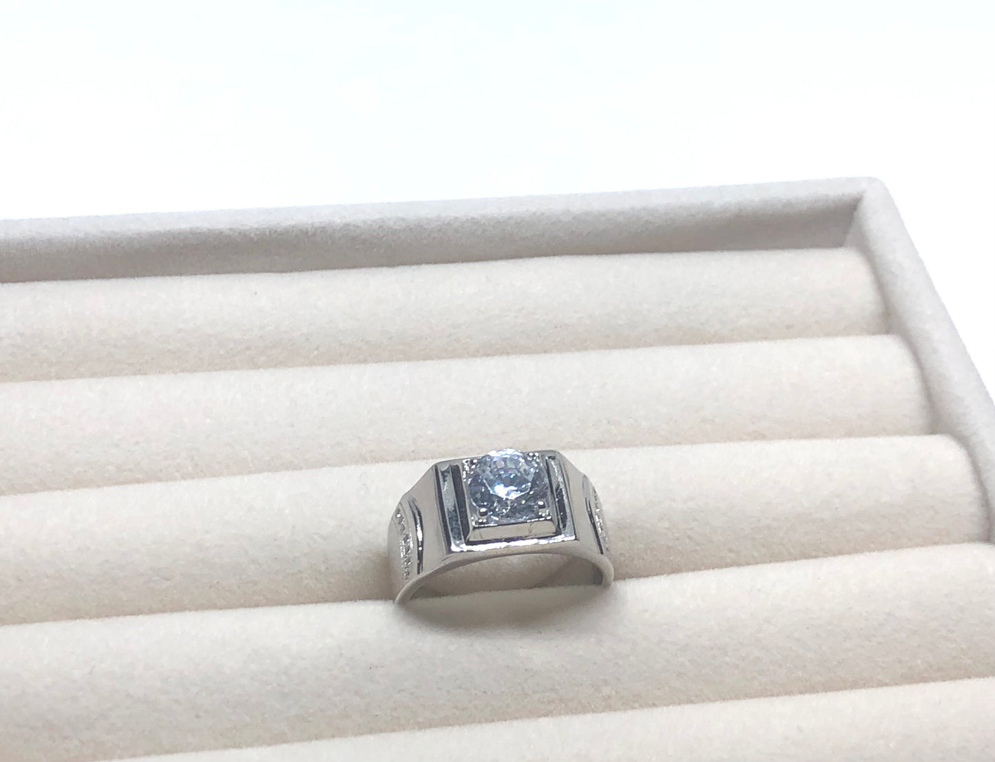 Platinum 2Ct Round Ct Cubic Zirconia Mens Ring