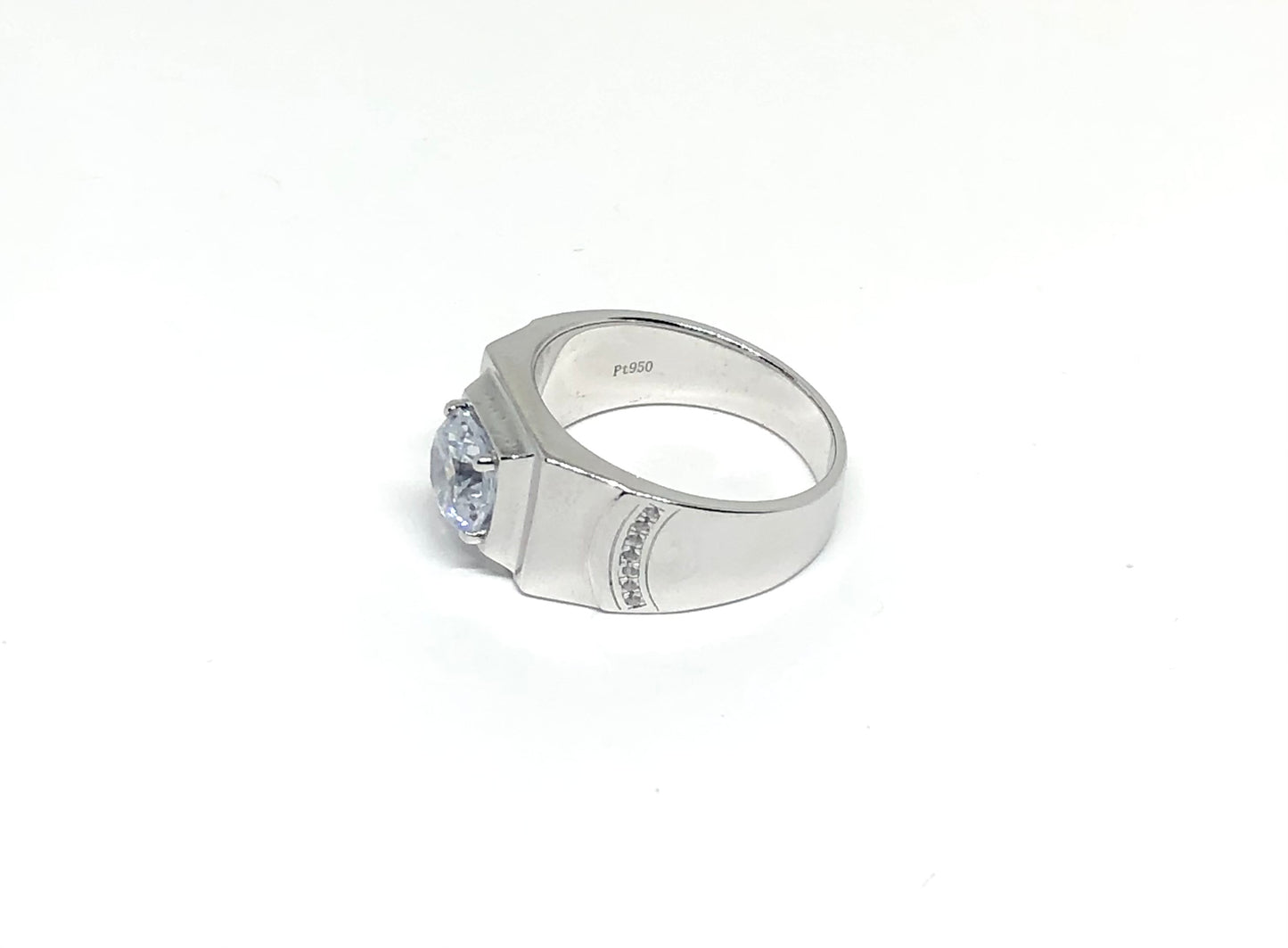 Platinum 2Ct Round Ct Cubic Zirconia Mens Ring