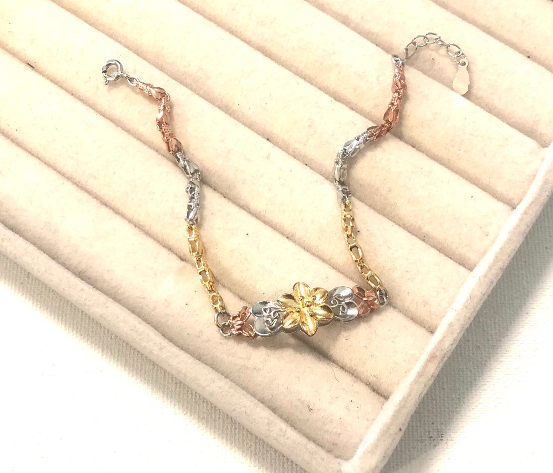 Multi-Color Sterling Silver Flower Heart Butterfly Bracelet