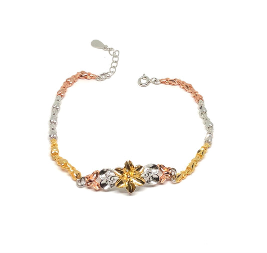 Multi-Color Sterling Silver Flower Heart Butterfly Bracelet