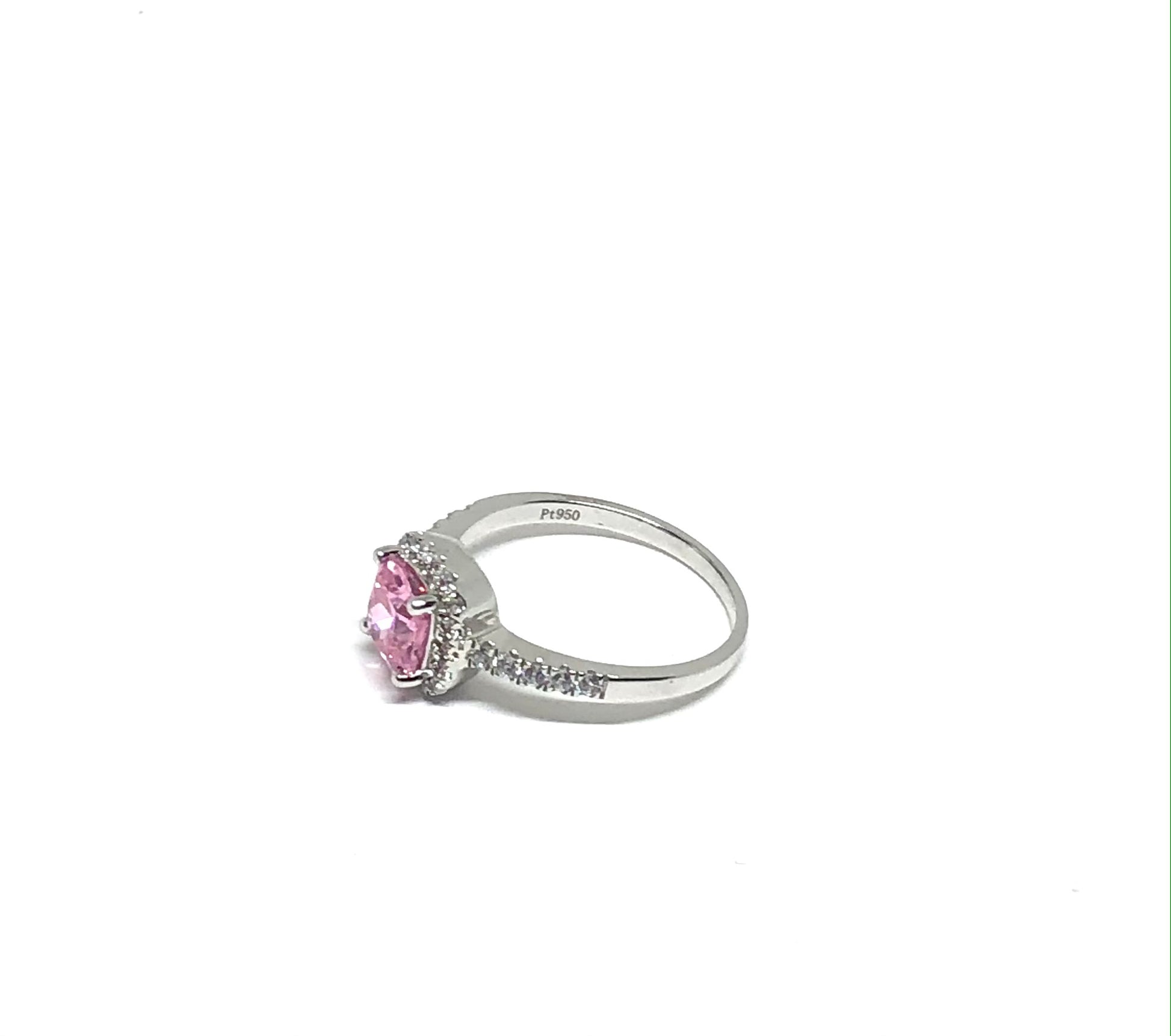 Platinum Halo 2Ct Pink Cushion Cubic Zirconia Engagement Ring